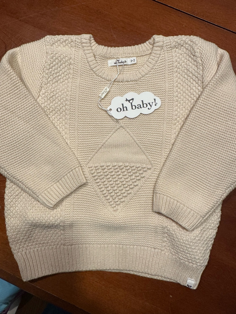Oh Baby! Cream Knit Sweater - kids- size 1-2- NWT